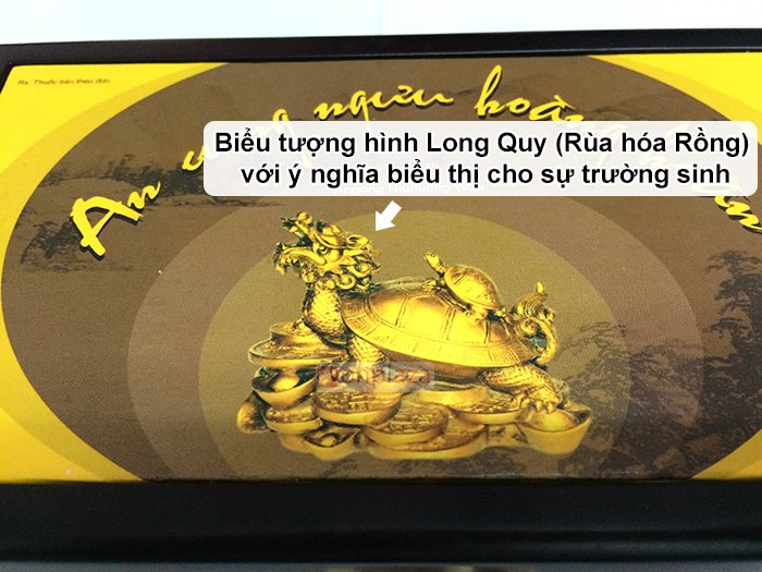 Trên thân hộp an cung có hình Long Quy biểu thị cho sự trường sinh