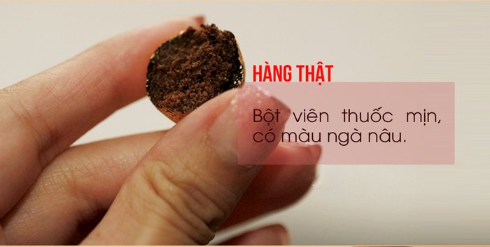 Hàng chính hãng bột viên thuốc phải mịn, có màu ngà nâu