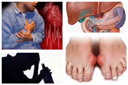 Uống rượu quá đà dễ mắc các bệnh tim mạch, gout, bệnh tiêu hóa