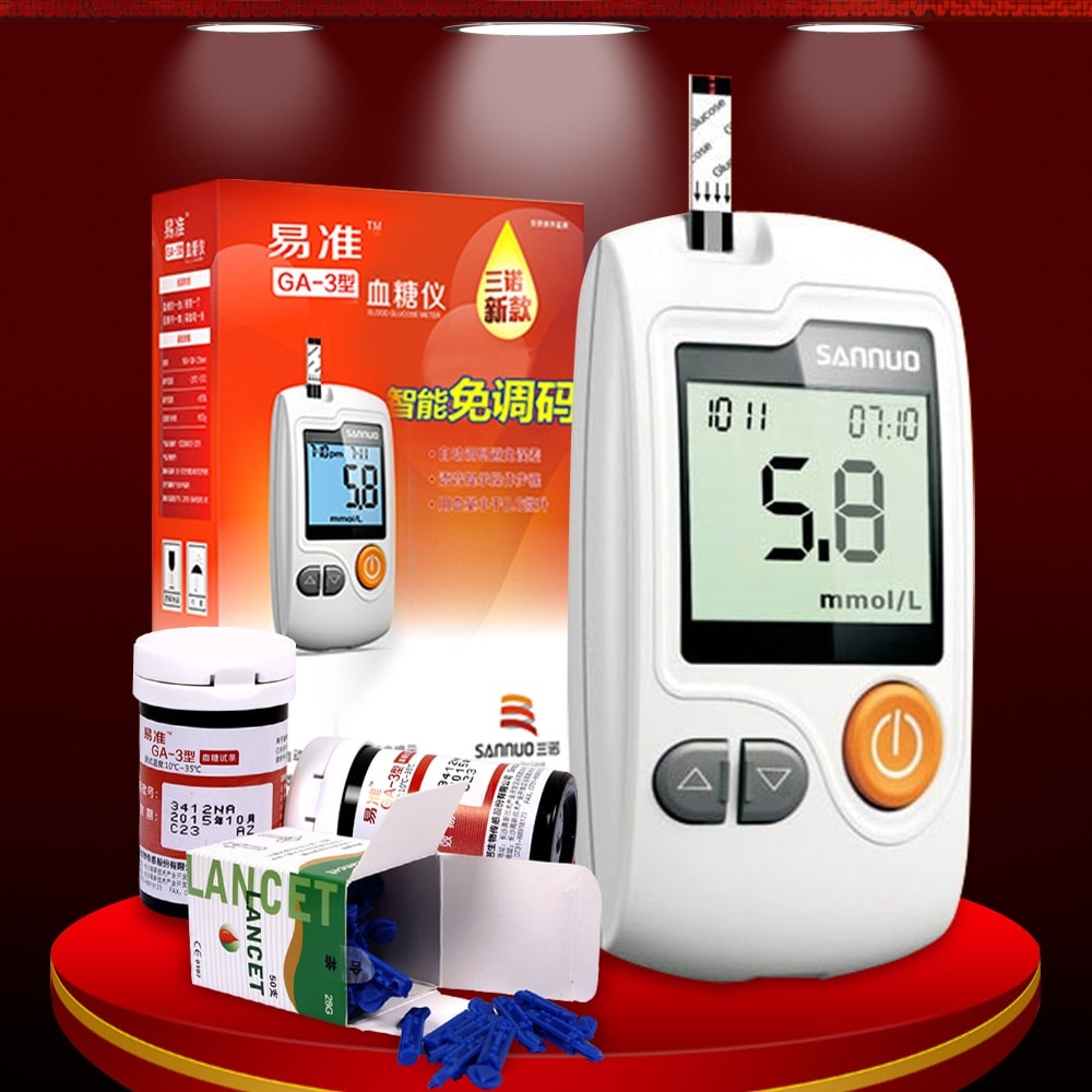 Bộ sản phẩm Máy đo đường huyết thông minh SANNUO- GA3 cao cấp TM001