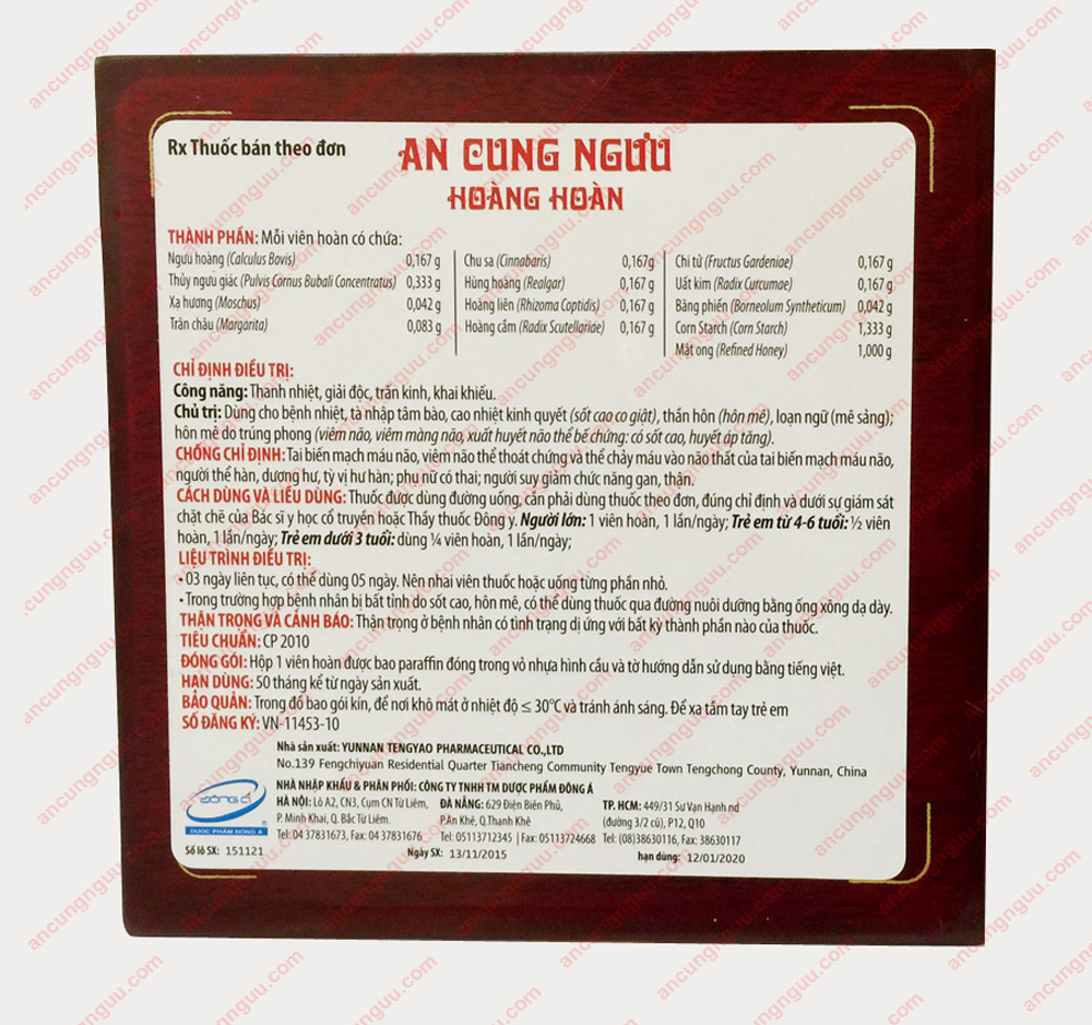 An cung ngưu hoàng hoàn Đông Á A028 5 An cung ngưu hoàng hoàn Đông Á A028 5