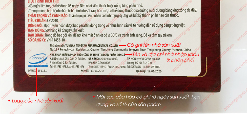 An cung ngưu hoàng hoàn Đông Á A028 6 An cung ngưu hoàng hoàn Đông Á A028 6