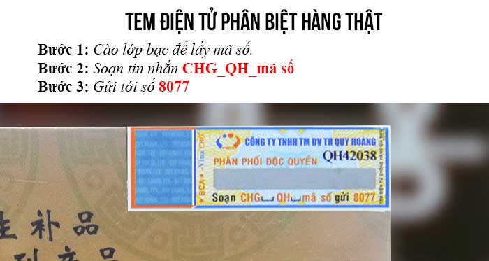 Tem điện tử phân biệt đông trùng hạ thảo thật giả