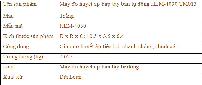 Máy đo huyết áp bắp tay bán tự động HEM-4030 TM013 1