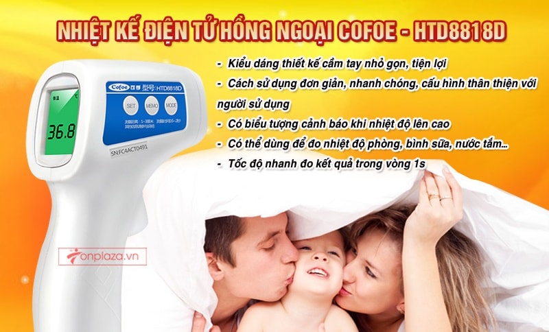 Nhiệt kế điện tử hồng ngoại đo tai trán trong một cao cấp COFOE - HTD8818D TM003 