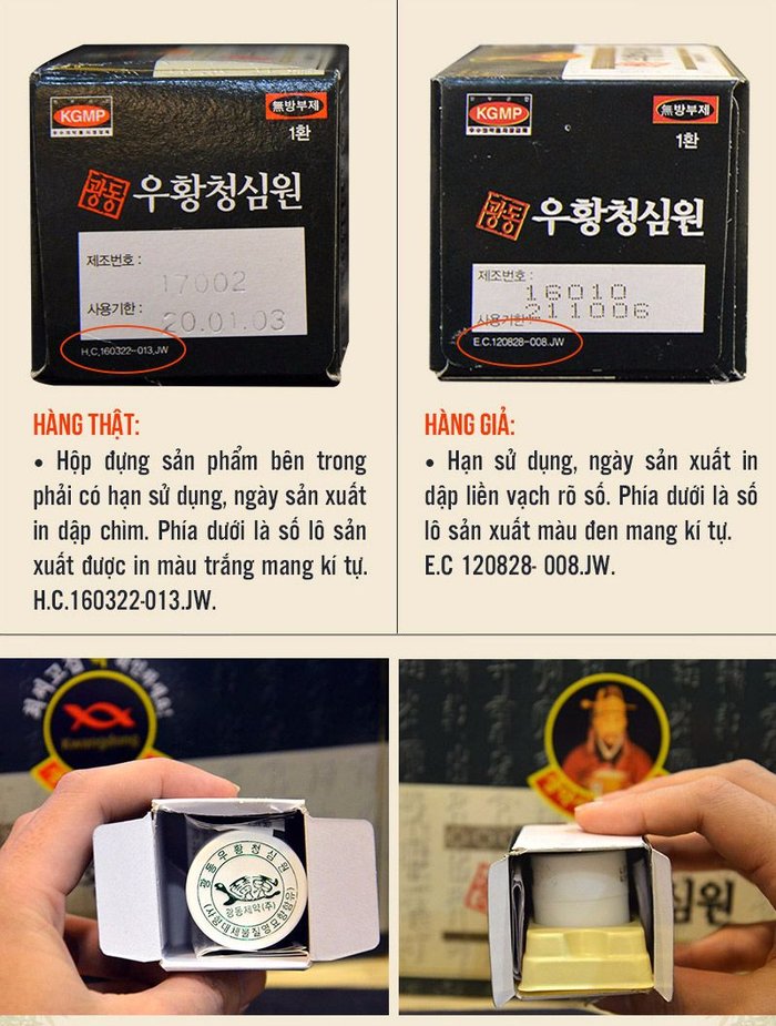 so sánh kiện não hoàn hộp xanh chính hãng và hàng giả 3