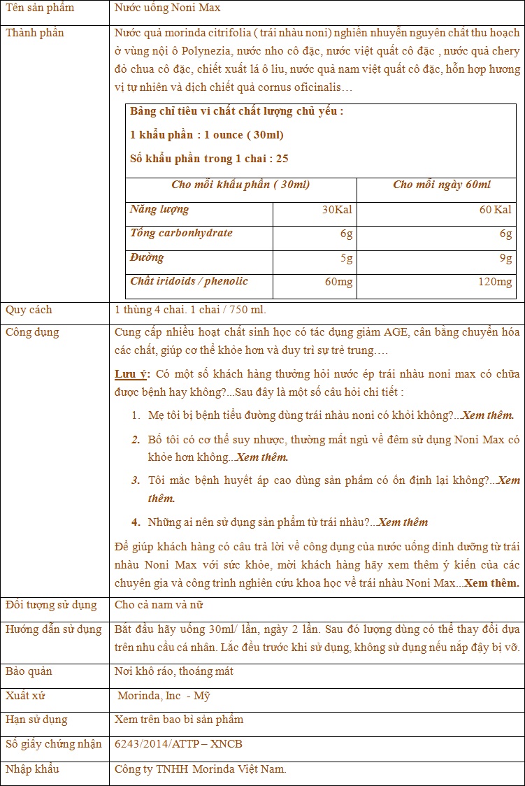 Nước uống Noni Max NO002 1