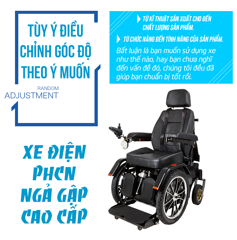 Xe lăn điện ngả gập phục hồi chức năng cao cấp JBH-HHD-01 TM012